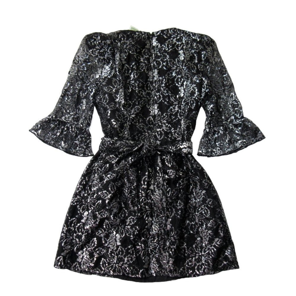 NWoT The Vampire's Wife x H&M Mystique Mini Silver Black Metallic Lace Dress S - Picture 5 of 5